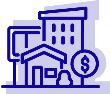 Three homes with a dollar sign icon