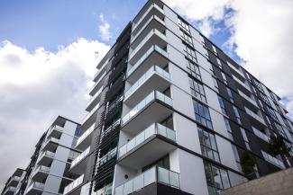 Front view of an apartment block