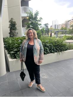 Carrie-Ann at her apartment block