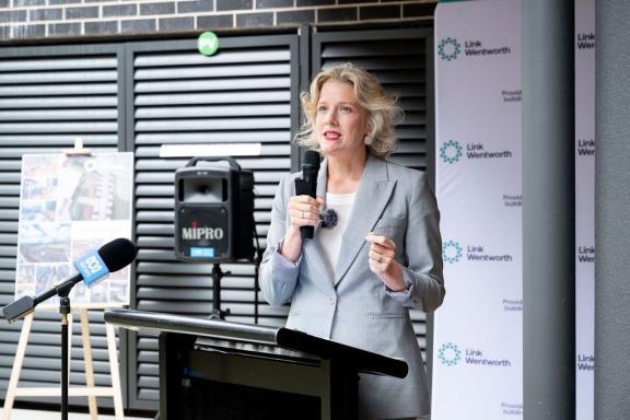 Hon Clare O'Neill MP speaks at the Rouse Hill opening
